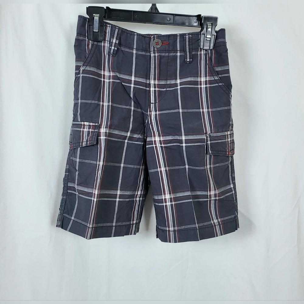 Epic Threads Boys Gray Red White‎ Plaid Skater Cargo Pockets Casual Shorts Sz 7